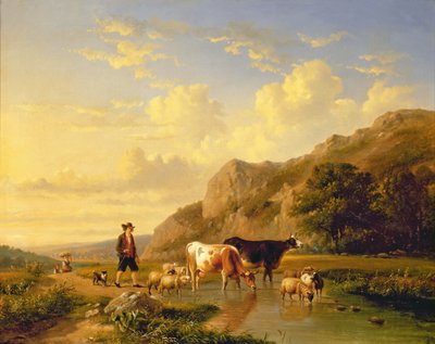 Un pastore con animali da Eugene Joseph Verboeckhoven